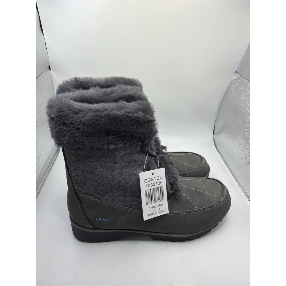 JBU Women's Colorado Cozy Faux Fur Lined Snow Boots Dark Grey Size 8 New